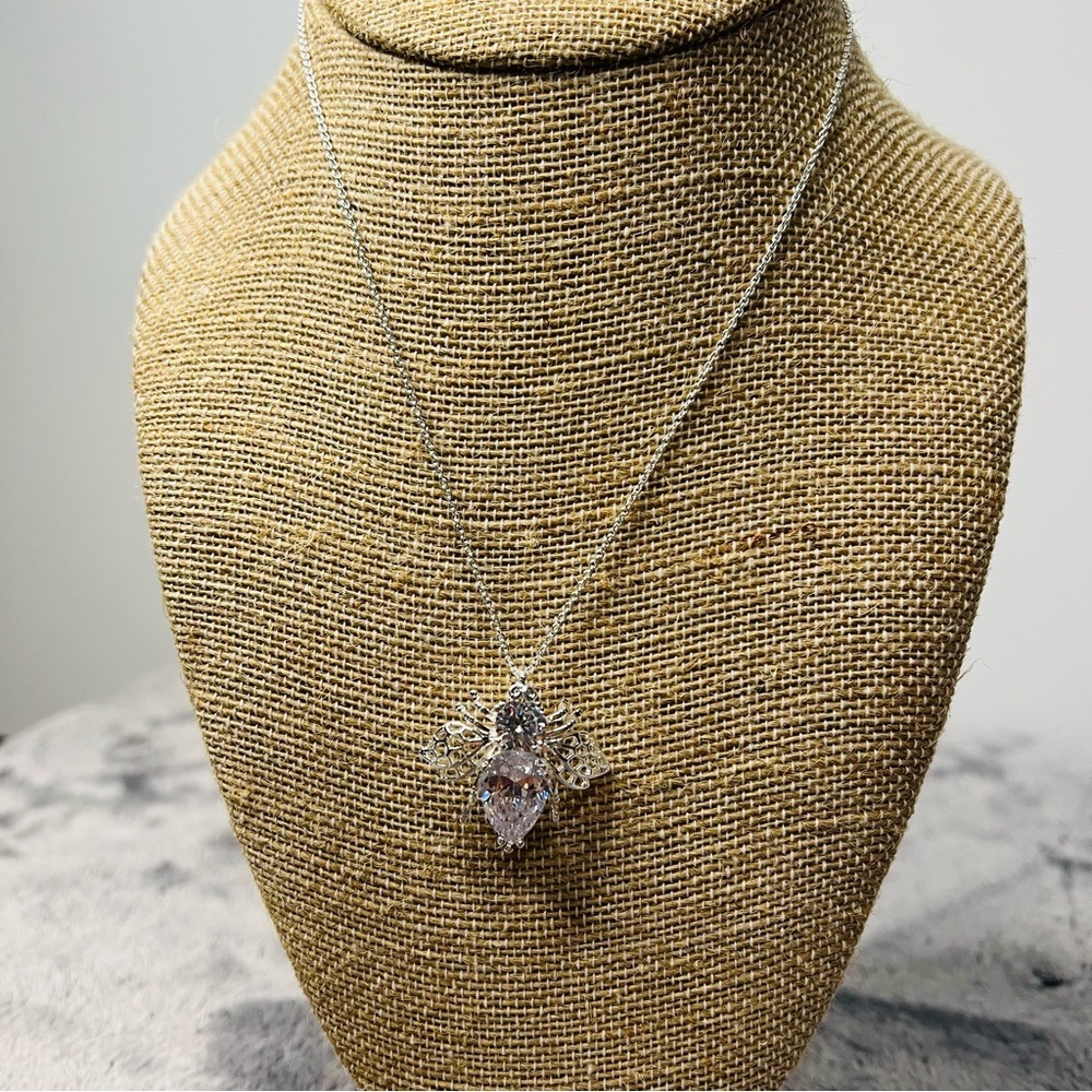 Joan Rivers Crystal Hope Bee Pendant Necklace 16in - Picture 1 of 6